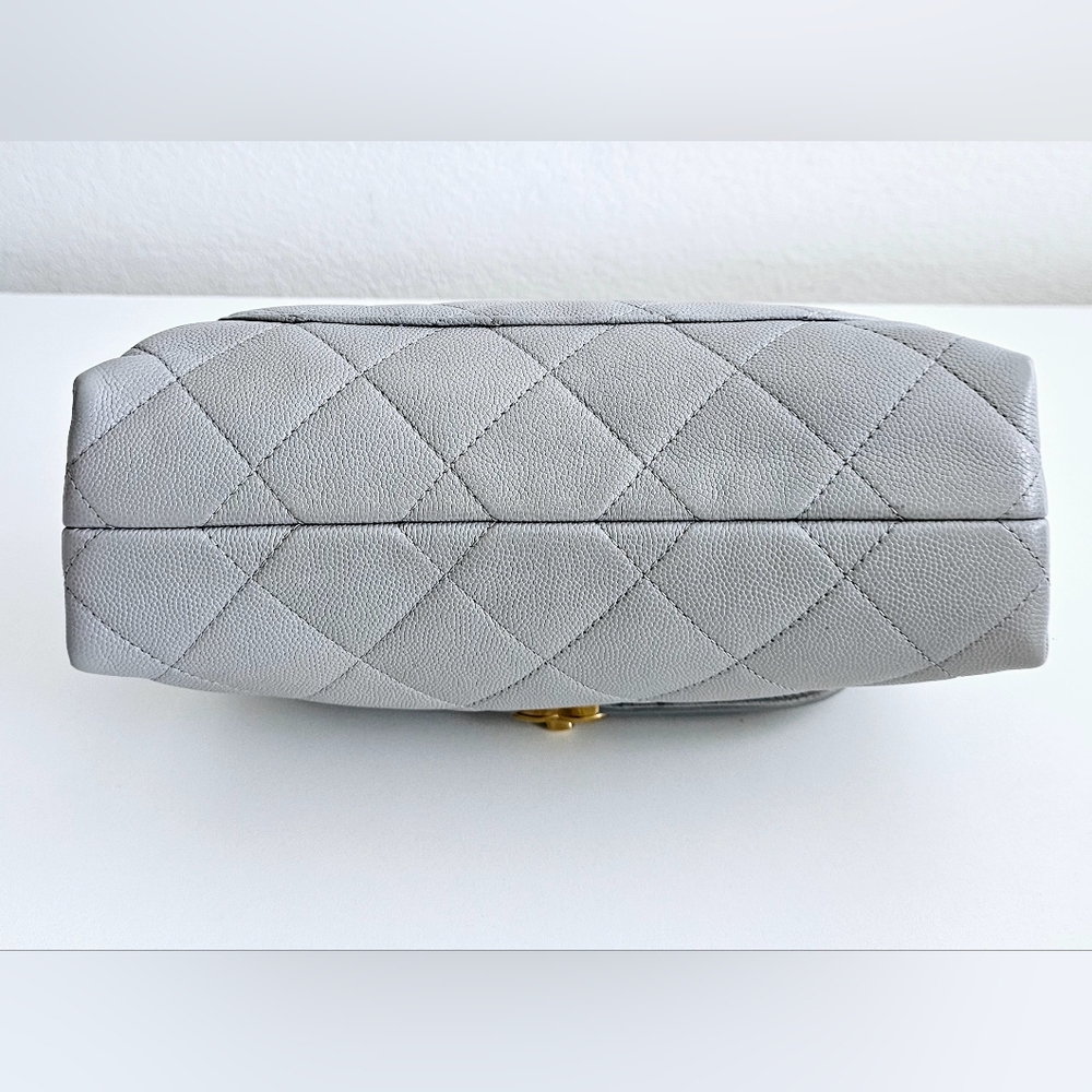 Chanel Gray Caviar Leather Top Handle Two-way Flap Bag - Picture 2 of 16